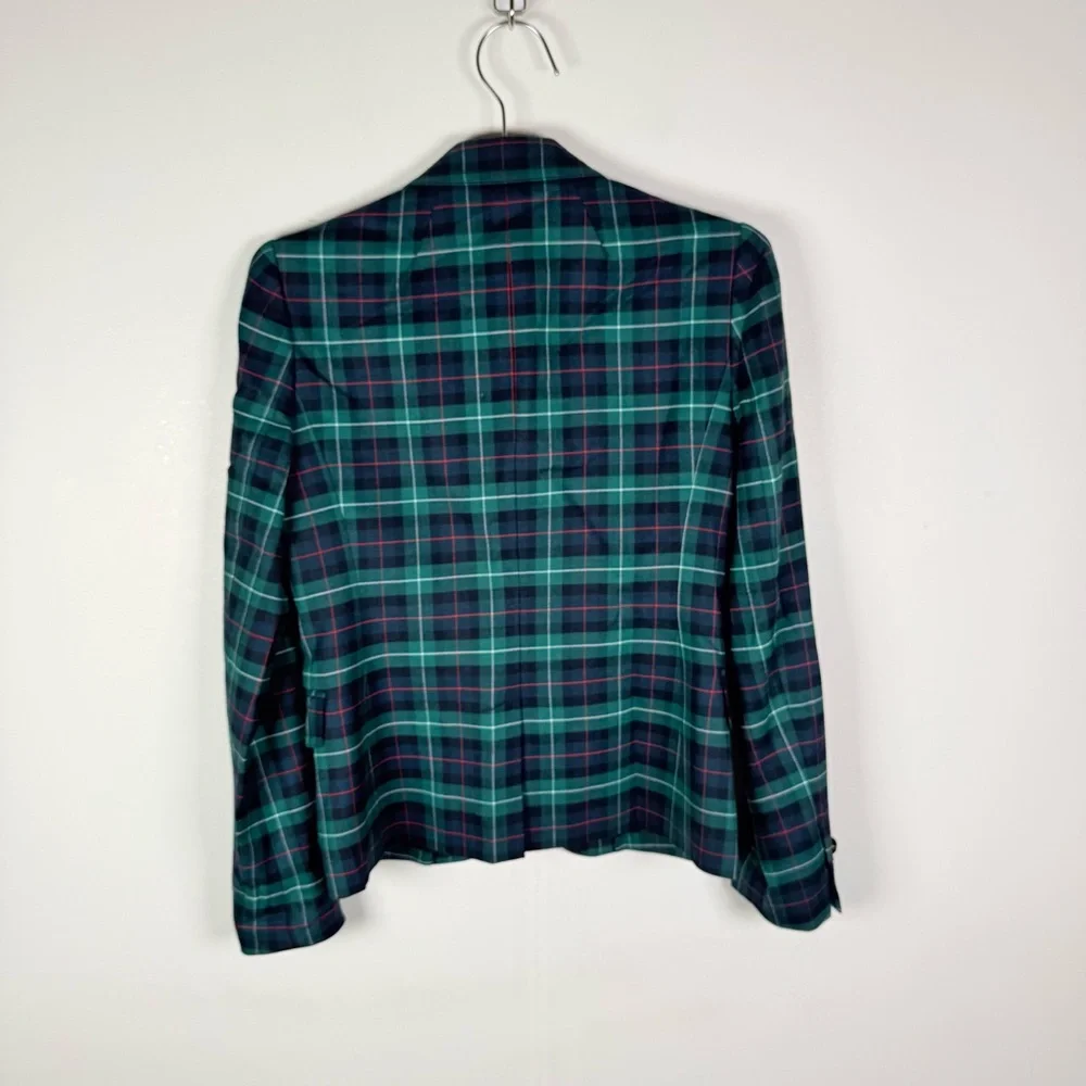 J.Crew Green Navy And Green Tartan Plaid Wool Blazer